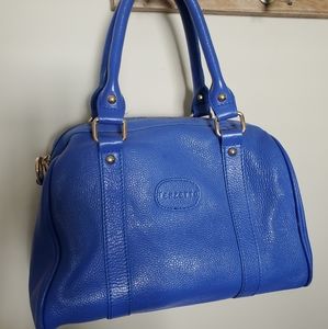 Terzetto Blue Pebbled Leather Satchel